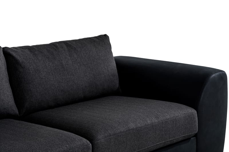 Cuba 4-sits Vänstervänd L-formad Schäslongsoffa i Konstläder/Tyg - Svart / Grå - Möbler - Soffa - Divansoffor & schäslongsoffa