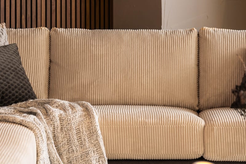 Cuba 4-sits Vänstervänd L-formad Schäslongsoffa i Manchester/Konstläder - Brun / Beige - Möbler - Soffa - Divansoffor & schäslongsoffa