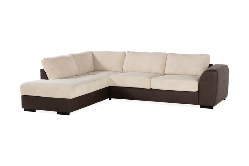 Cuba 4-sits Vänstervänd L-formad Schäslongsoffa i Manchester/Konstläder - Brun / Beige - Möbler - Soffa - Divansoffor & schäslongsoffa