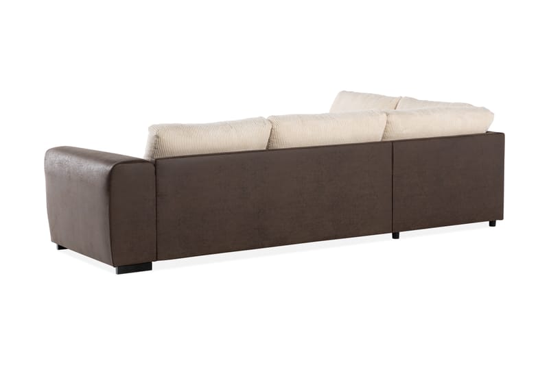 Cuba 4-sits Vänstervänd L-formad Schäslongsoffa i Manchester/Konstläder - Brun / Beige - Möbler - Soffa - Divansoffor & schäslongsoffa