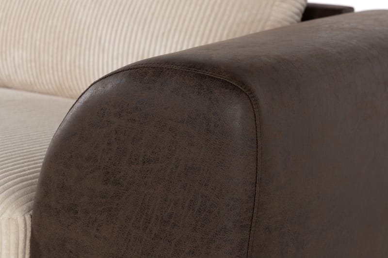 Cuba 4-sits Vänstervänd L-formad Schäslongsoffa i Manchester/Konstläder - Brun / Beige - Möbler - Soffa - Divansoffor & schäslongsoffa