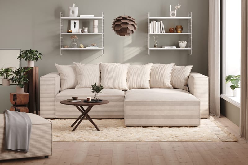 Cubo 4-sits L-formad Djup Modulsoffa med Divan i Manchester - Beige - Möbler - Soffa - Divansoffor & schäslongsoffa