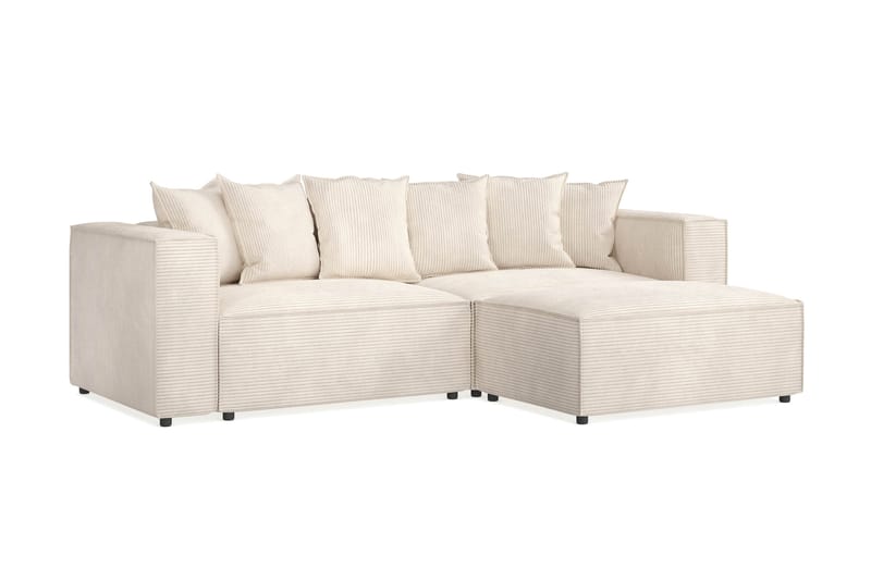 Cubo 4-sits L-formad Djup Modulsoffa med Divan i Manchester - Beige - Möbler - Soffa - Divansoffor & schäslongsoffa