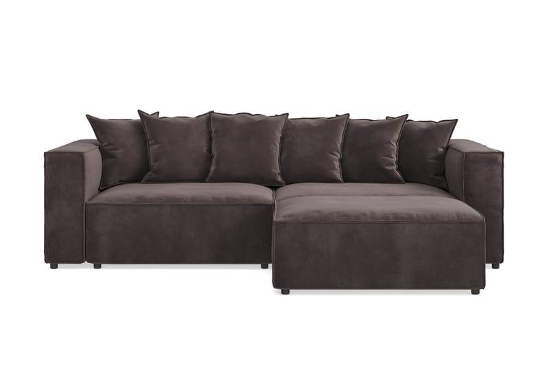 Cubo 4-sits L-formad Djup Modulsoffa med Divan i Sammet - Mörkgrå - Möbler - Soffa - Divansoffor & schäslongsoffa