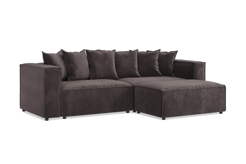 Cubo 4-sits L-formad Djup Modulsoffa med Divan i Sammet - Mörkgrå - Möbler - Soffa - Divansoffor & schäslongsoffa