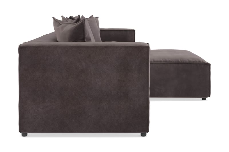 Cubo 4-sits L-formad Djup Modulsoffa med Divan i Sammet - Mörkgrå - Möbler - Soffa - Divansoffor & schäslongsoffa
