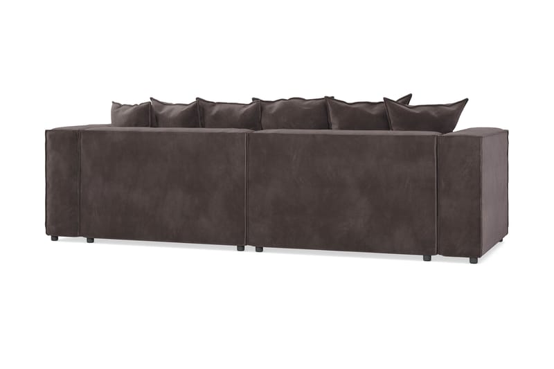 Cubo 4-sits L-formad Djup Modulsoffa med Divan i Sammet - Mörkgrå - Möbler - Soffa - Divansoffor & schäslongsoffa