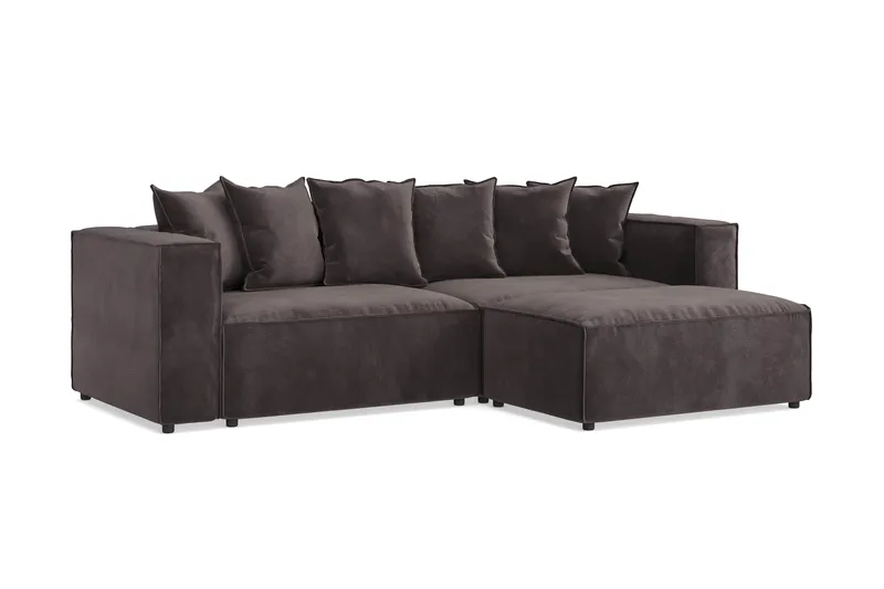 Cubo 4-sits L-formad Djup Modulsoffa med Divan i Sammet - Mörkgrå - Möbler - Soffa - Divansoffor & schäslongsoffa