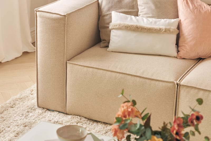 Cubo 4-sits L-formad Djup Modulsoffa med Divan i Tyg - Beige - Möbler - Soffa - Divansoffor & schäslongsoffa