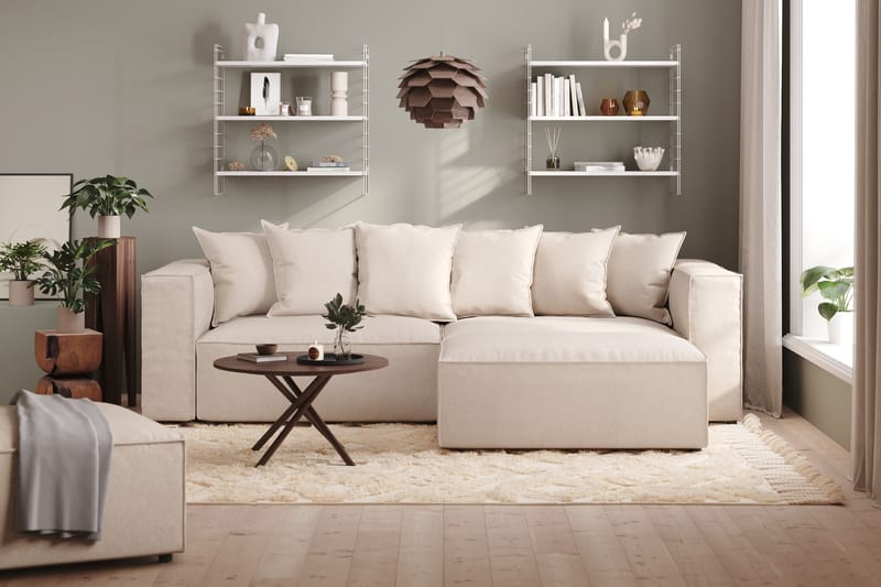 Cubo 4-sits L-formad Djup Modulsoffa med Divan i Tyg - Beige - Möbler - Soffa - Divansoffor & schäslongsoffa