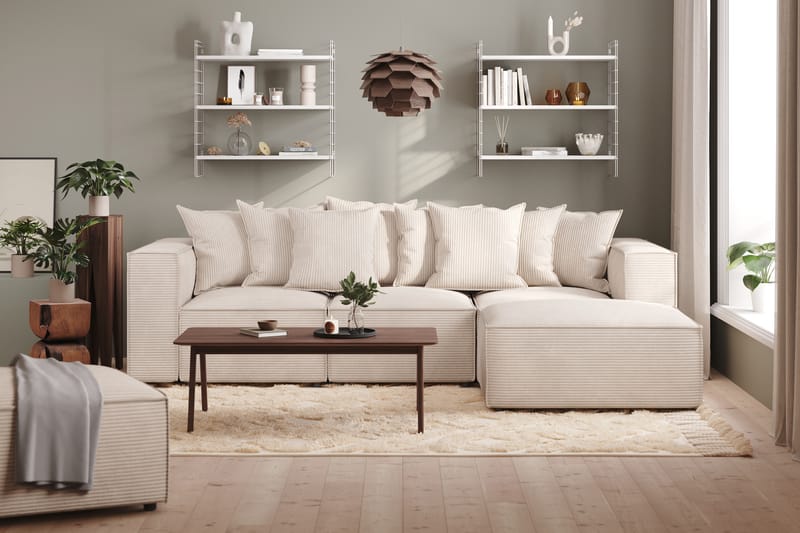 Cubo 4-sits Vändbar L-formad Djup Modulsoffa med Divan i Manchester - Beige - Möbler - Soffa - Divansoffor & schäslongsoffa
