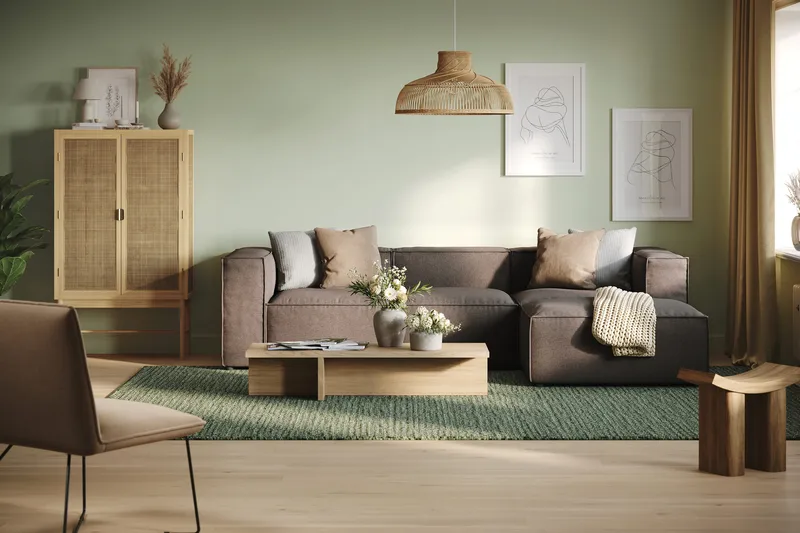 Cubo 4-sits Vändbar L-formad Djup Modulsoffa med Divan i Tyg - Grå - Möbler - Soffa - Divansoffor & schäslongsoffa - 3 sits soffa med divan