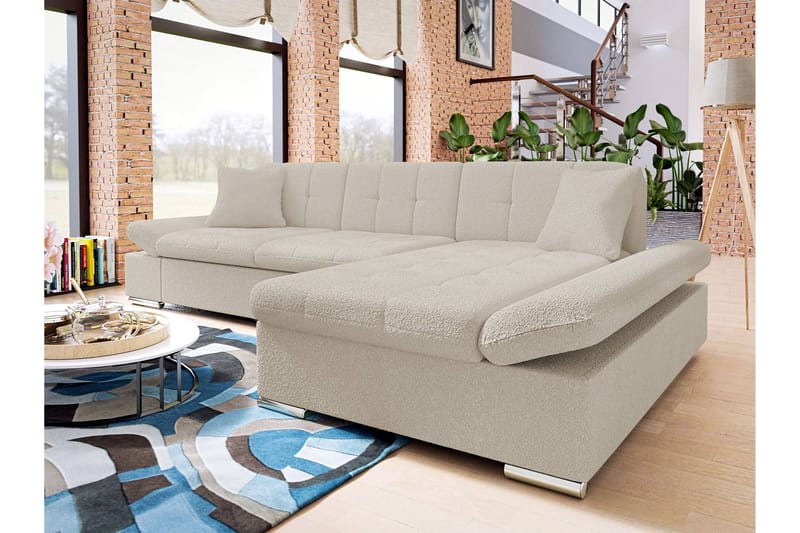 Djerra Soffa med Divan 3-sits - Beige - Möbler - Soffa - Divansoffor & schäslongsoffa