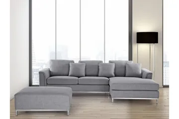 Dugard 3-sits Djup L-formad Hörnsoffa med Divan i Tyg - Grå - Möbler - Soffa - Divansoffor & schäslongsoffa