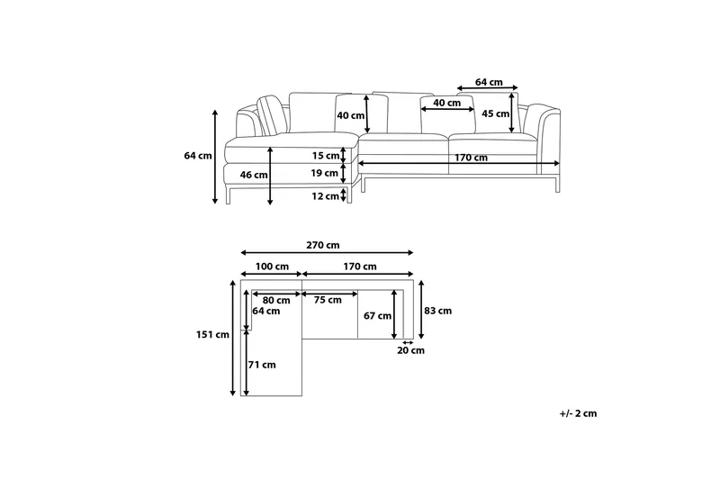 Dugard Hörnsoffa Höger - Beige/Läder - Möbler - Soffa - Divansoffor & schäslongsoffa