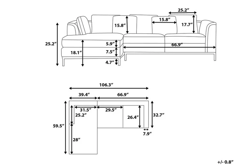 Dugard Hörnsoffa Höger - Beige/Läder - Möbler - Soffa - Divansoffor & schäslongsoffa