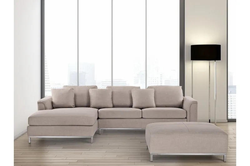 Dugard Hörnsoffa Höger + Fotpall, Beige