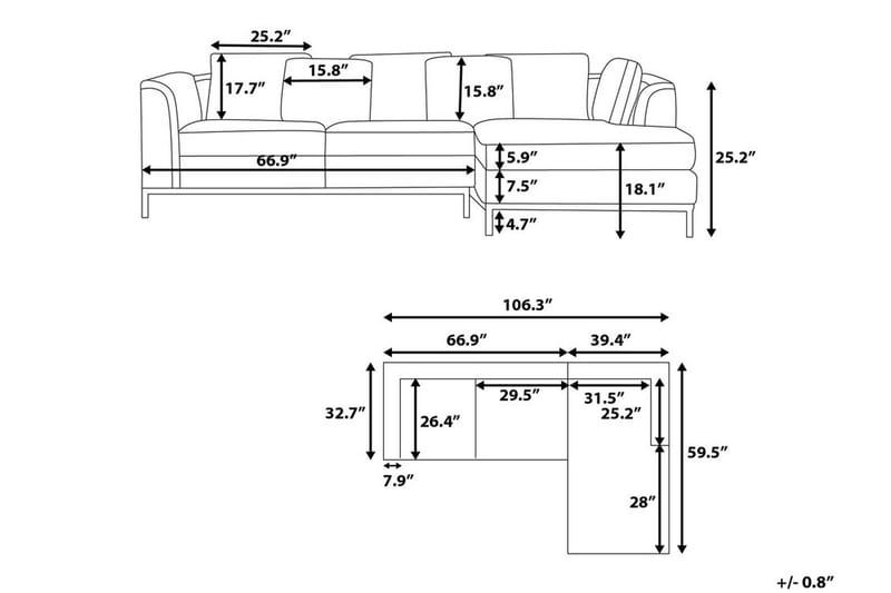 Dugard Hörnsoffa Vänster - Beige - Divansoffor & schäslongsoffa - 4 sits soffa med divan