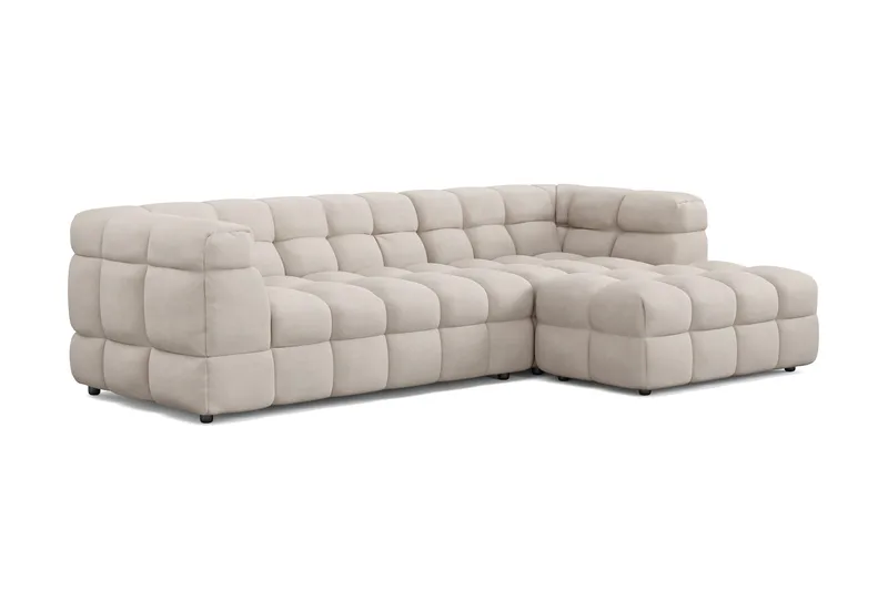 Elise 4-sits Bubblig Soffa med Divan Höger - Beige - Möbler - Soffa - Divansoffor & schäslongsoffa