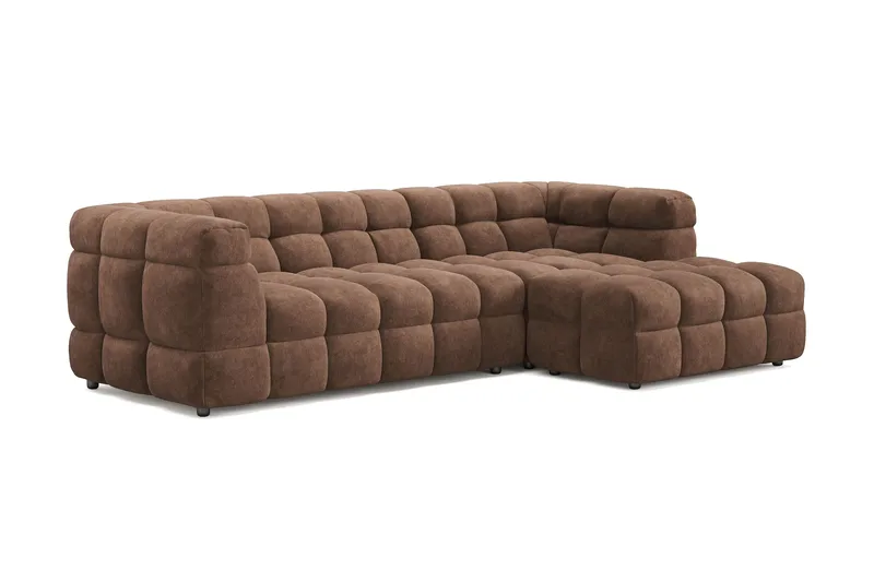 Elise 4-sits Bubblig Soffa med Divan Höger - Brun - Möbler - Soffa - Divansoffor & schäslongsoffa