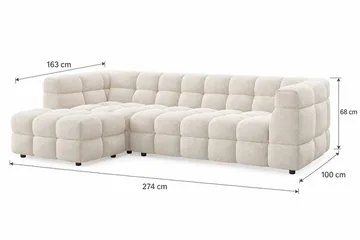Elise 4-sits Bubblig Soffa med Divan Vänster - Beige - Möbler - Soffa - Divansoffor & schäslongsoffa