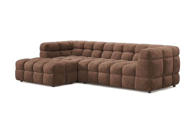 Elise 4-sits Bubblig Soffa med Divan Vänster - Brun - Möbler - Soffa - Divansoffor & schäslongsoffa
