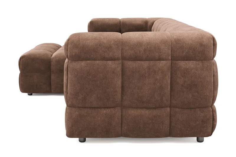 Elise 4-sits Bubblig Soffa med Divan Vänster - Brun - Möbler - Soffa - Divansoffor & schäslongsoffa