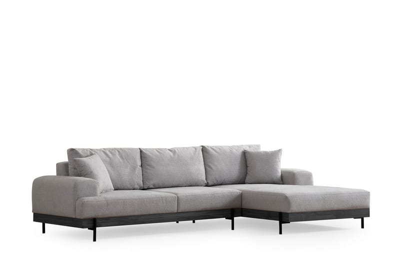 Eti 4-sits Högervänd L-formad Hörnsoffa med Divan 98 cm i Tyg - Grå - Möbler - Soffa - Divansoffor & schäslongsoffa - 4 sits soffa med divan