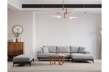 Eti 4-sits Högervänd L-formad Hörnsoffa med Divan 98 cm i Tyg - Grå - Möbler - Soffa - Divansoffor & schäslongsoffa - 4 sits soffa med divan