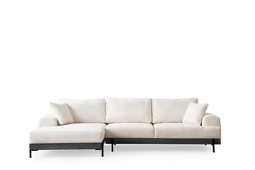 Eti 4-sits Vänstervänd L-formad Hörnsoffa med Divan 98 cm i Tyg - Vit - Möbler - Soffa - Divansoffor & schäslongsoffa - 4 sits soffa med divan