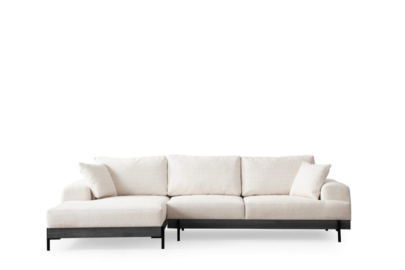 Eti 4-sits Vänstervänd L-formad Hörnsoffa med Divan 98 cm i Tyg - Vit - Möbler - Soffa - Divansoffor & schäslongsoffa - 4 sits soffa med divan