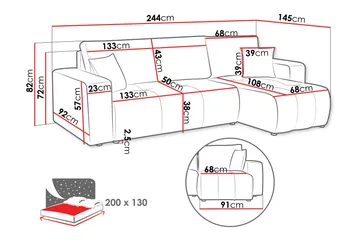 Flo Bäddsoffa med Divan 3-sits - Vit - Möbler - Soffa - Divansoffor & schäslongsoffa