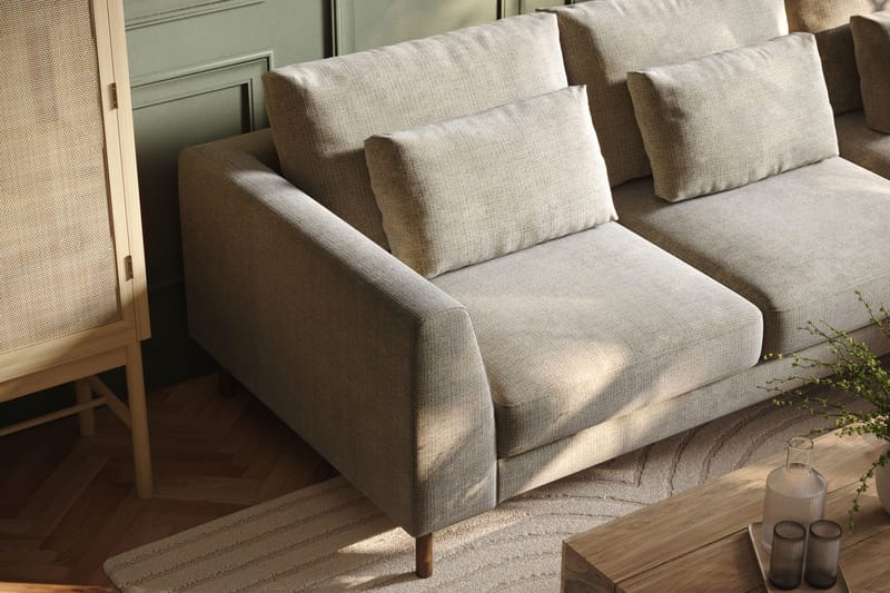 Florenz 3-sits Högervänd L-formad Divansoffa i Chenille - Grå / Beige - Möbler - Soffa - Divansoffor & schäslongsoffa - 3 sits soffa med divan
