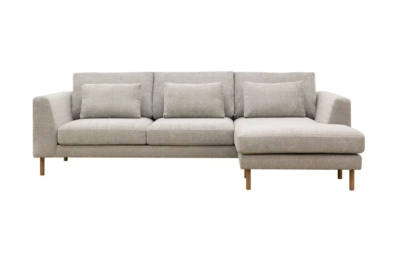Florenz 3-sits Högervänd L-formad Divansoffa i Chenille - Grå / Beige - Möbler - Soffa - Divansoffor & schäslongsoffa - 3 sits soffa med divan