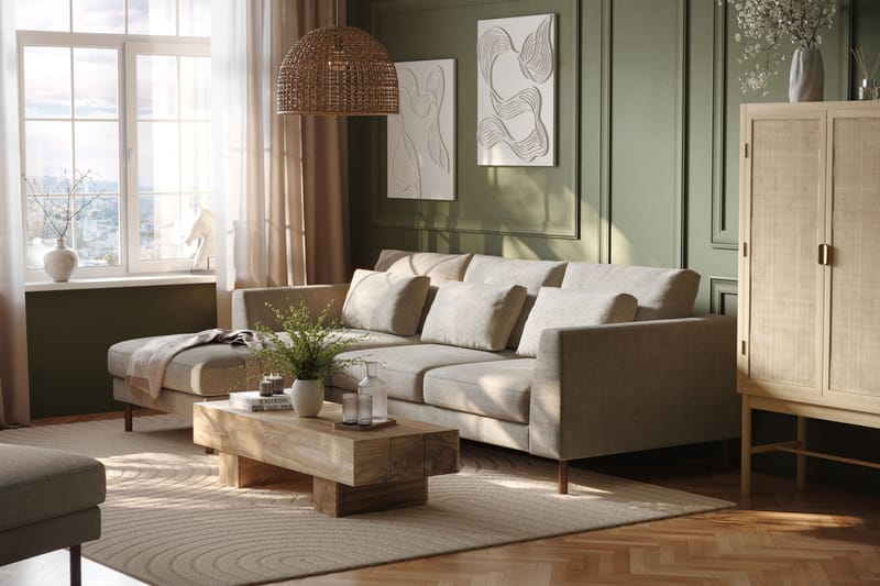 Florenz 3-sits Vänstervänd L-formad Divansoffa i Chenille - Grå / Beige - Möbler - Soffa - Divansoffor & schäslongsoffa