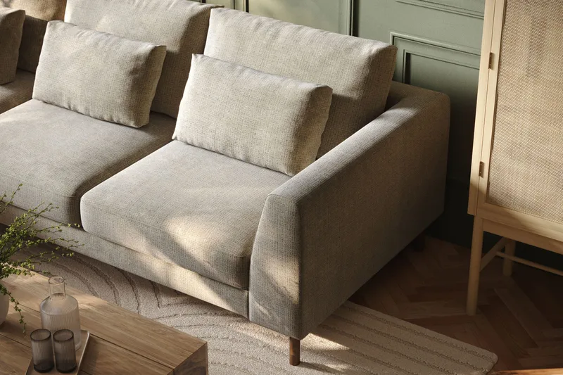 Florenz 3-sits Vänstervänd L-formad Divansoffa i Chenille - Grå/Beige - Möbler - Soffa - Divansoffor & schäslongsoffa