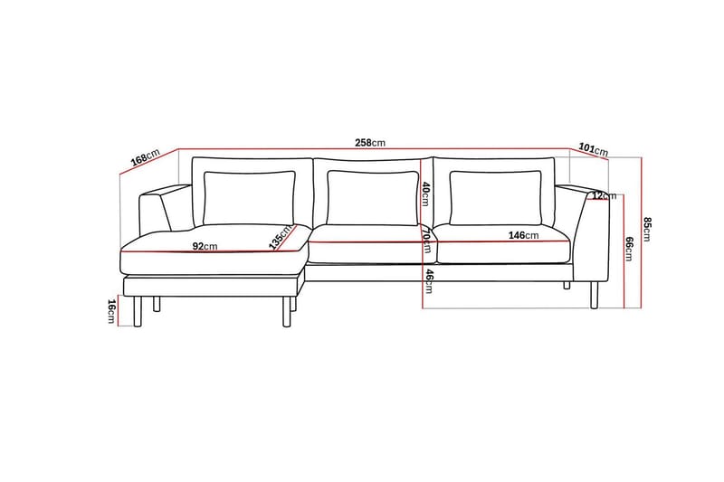 Florenz 3-sits Vänstervänd L-formad Divansoffa i Tyg - Ljusgrå - Möbler - Soffa - Divansoffor & schäslongsoffa