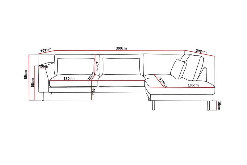 Florenz 4-sits Högervänd L-formad Schäslongsoffa i Tyg - Beige - Möbler - Soffa - Divansoffor & schäslongsoffa - 4 sits soffa med divan