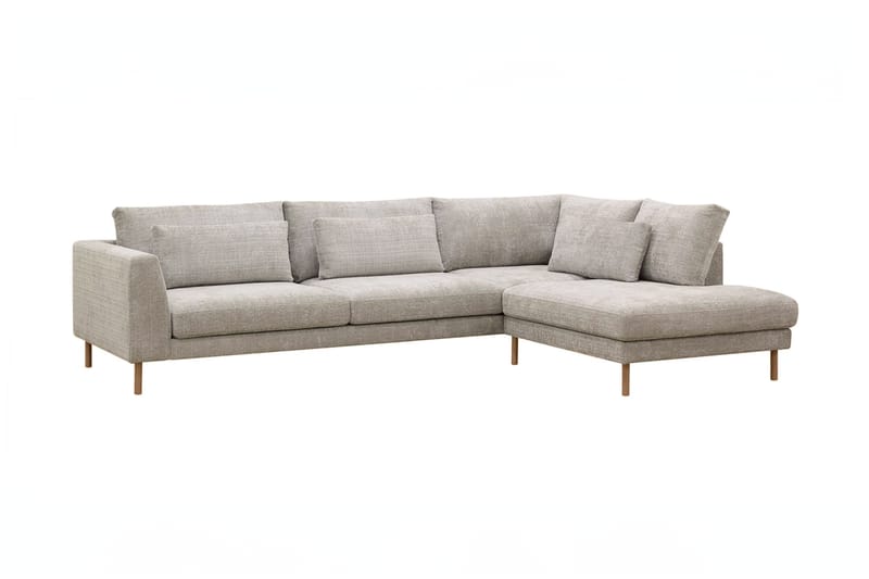 Florenz 4-sits Högervänd L-formad Schäslongsoffa i Tyg - Grå / Beige - Möbler - Soffa - Divansoffor & schäslongsoffa
