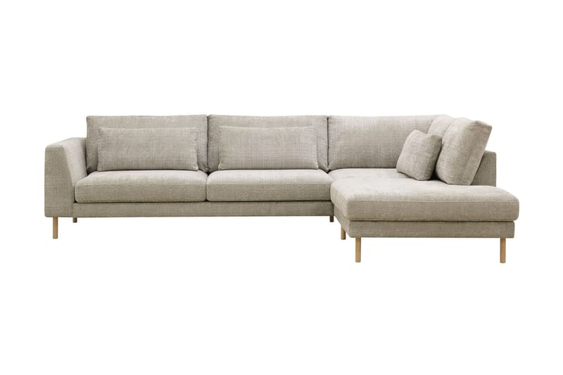 Florenz 4-sits Högervänd L-formad Schäslongsoffa i Tyg, Grå / Beige