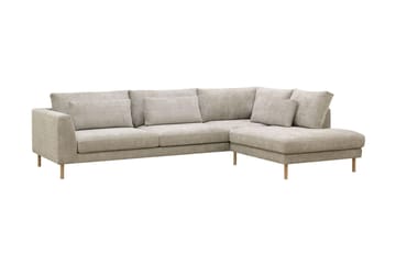 Florenz 4-sits Högervänd L-formad Schäslongsoffa i Tyg - Grå/Beige - Möbler - Soffa - Divansoffor & schäslongsoffa