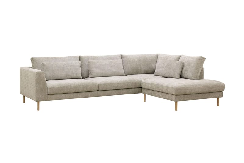 Florenz 4-sits Högervänd L-formad Schäslongsoffa i Tyg - Grå/Beige - Möbler - Soffa - Divansoffor & schäslongsoffa