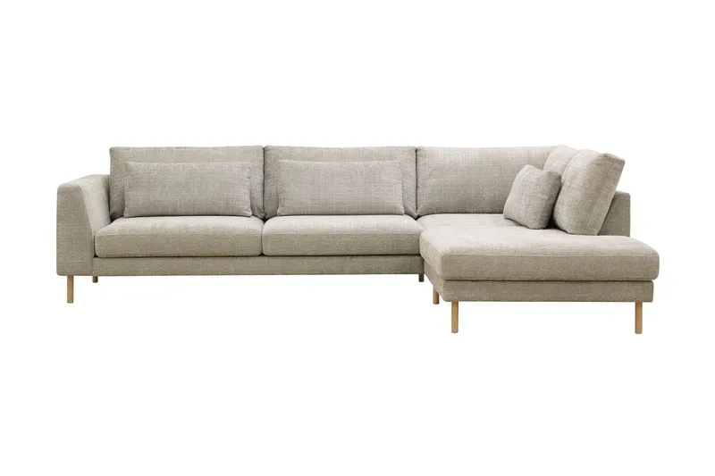 Florenz 4-sits Högervänd L-formad Schäslongsoffa i Tyg, Grå/Beige