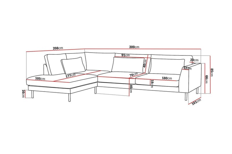 Florenz 4-sits Vänstervänd L-formad Schäslongsoffa i Tyg - Beige - Möbler - Soffa - Divansoffor & schäslongsoffa - 4 sits soffa med divan