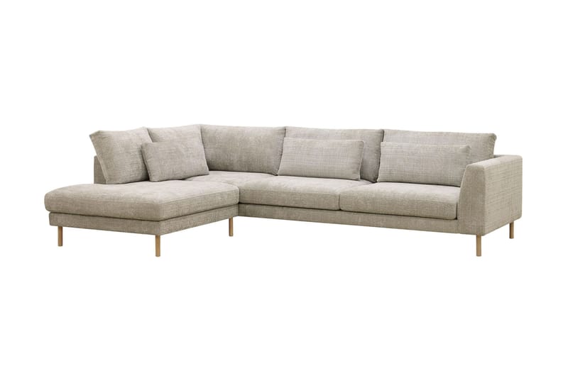 Florenz 4-sits Vänstervänd L-formad Schäslongsoffa i Tyg - Grå / Beige - Möbler - Soffa - Divansoffor & schäslongsoffa
