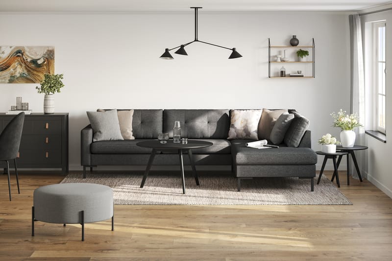 Frillestad 4-sits Högervänd L-formad Schäslongsoffa i Tyg - Mörkgrå - Möbler - Soffa - Divansoffor & schäslongsoffa
