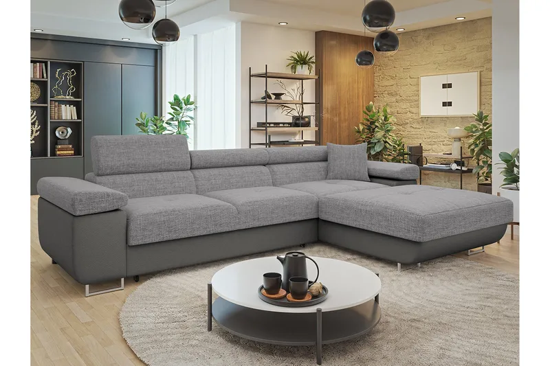 Gabina Soffa med Divan 3-sits - Grå - Möbler - Soffa - Divansoffor & schäslongsoffa