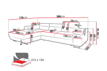 Gabina Soffa med Divan 3-sits - Rosa - Möbler - Soffa - Divansoffor & schäslongsoffa