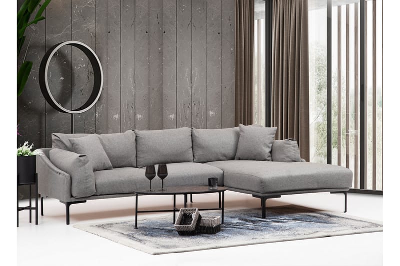 Glenure Soffa m. Divan 4-sits - Grå - Möbler - Soffa - Divansoffor & schäslongsoffa