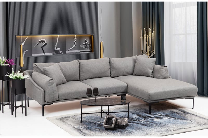 Glenure Soffa m. Divan 4-sits - Grå - Möbler - Soffa - Divansoffor & schäslongsoffa